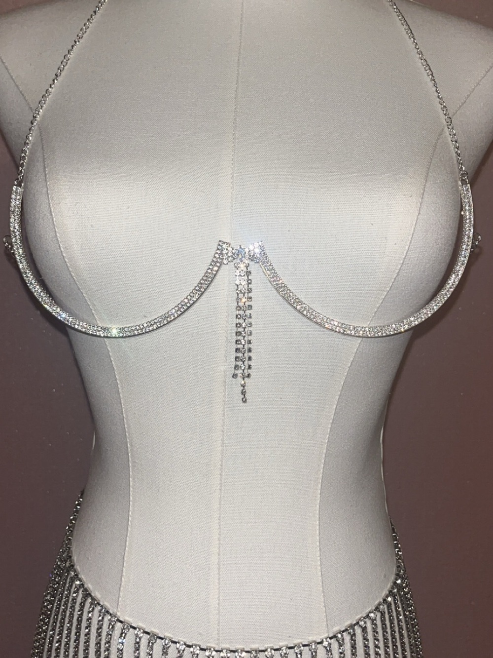 Crystal Rhinestone Cage Bralette Top - Silver